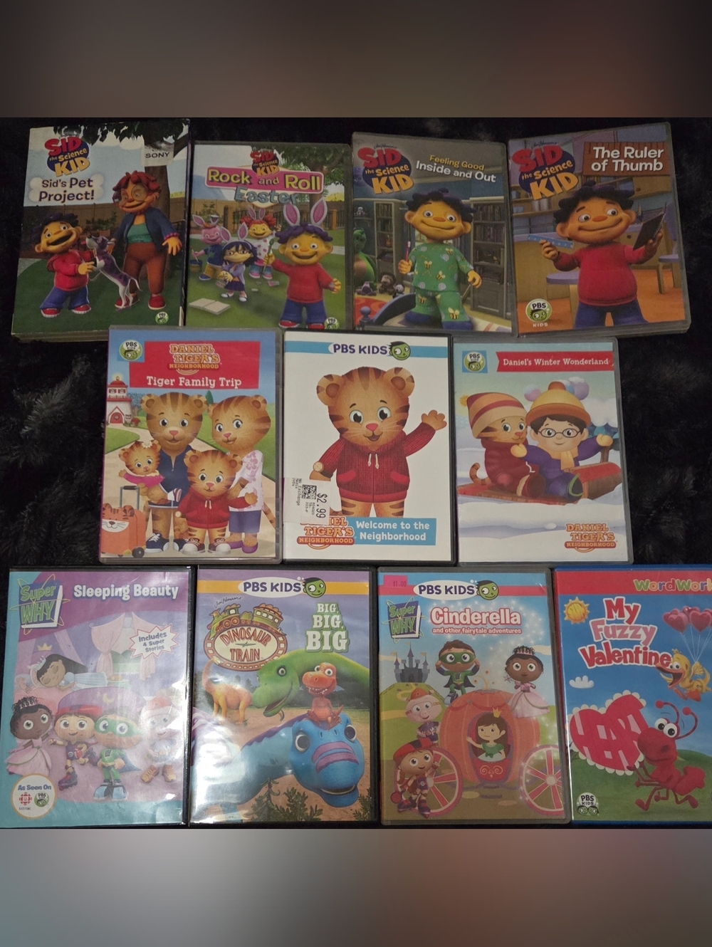 PBS Kids 11pc DVD Lot Sid The Science Kid, Daniel Tiger, Word World, Super Why